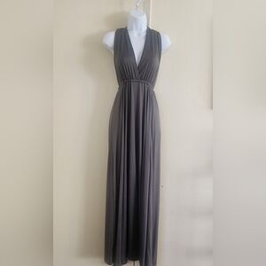 Elegant Backless Gray Maxi Dress
